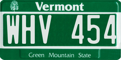 VT license plate WHV454