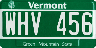 VT license plate WHV456