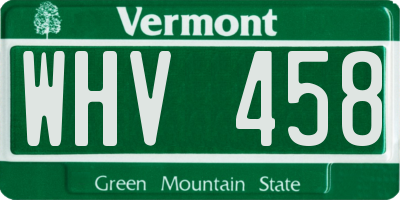 VT license plate WHV458