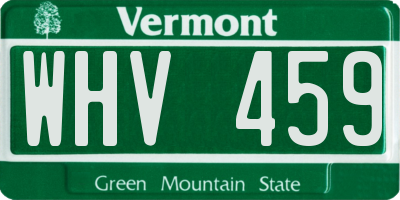 VT license plate WHV459