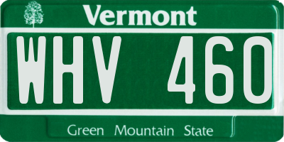 VT license plate WHV460