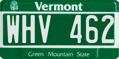 VT license plate WHV462