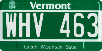 VT license plate WHV463