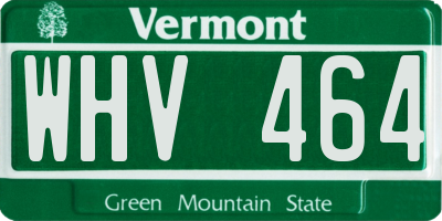 VT license plate WHV464