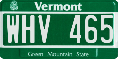 VT license plate WHV465