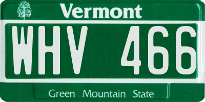 VT license plate WHV466