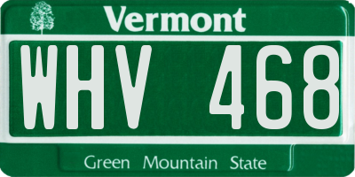 VT license plate WHV468
