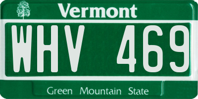 VT license plate WHV469