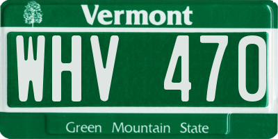 VT license plate WHV470