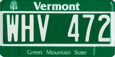 VT license plate WHV472