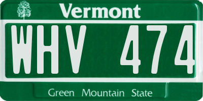 VT license plate WHV474