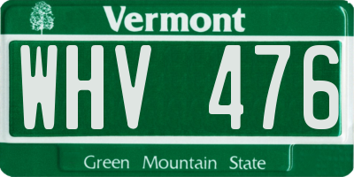 VT license plate WHV476