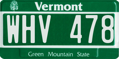 VT license plate WHV478