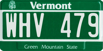 VT license plate WHV479