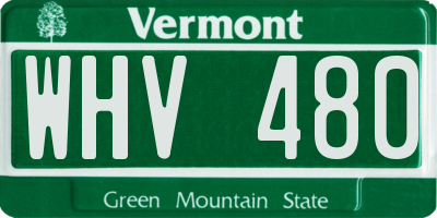 VT license plate WHV480