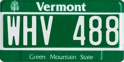 VT license plate WHV488