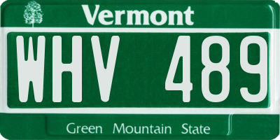 VT license plate WHV489