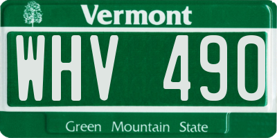 VT license plate WHV490