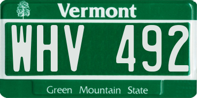 VT license plate WHV492