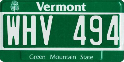 VT license plate WHV494