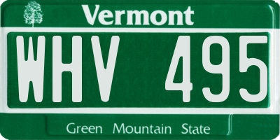 VT license plate WHV495