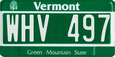 VT license plate WHV497