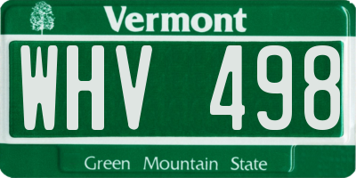 VT license plate WHV498