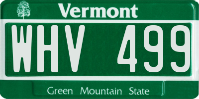 VT license plate WHV499