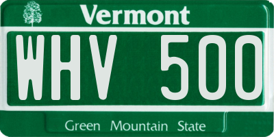 VT license plate WHV500