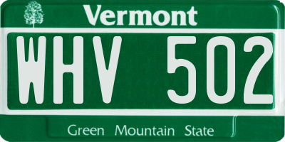 VT license plate WHV502