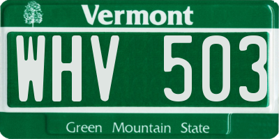 VT license plate WHV503