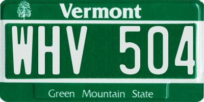 VT license plate WHV504