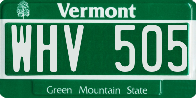 VT license plate WHV505