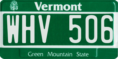 VT license plate WHV506