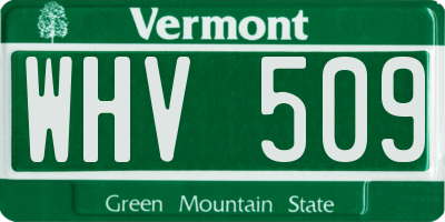 VT license plate WHV509