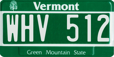 VT license plate WHV512