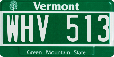 VT license plate WHV513