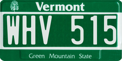 VT license plate WHV515