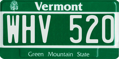 VT license plate WHV520