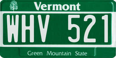 VT license plate WHV521