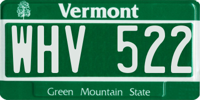 VT license plate WHV522