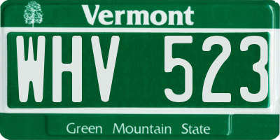 VT license plate WHV523