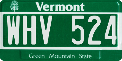 VT license plate WHV524