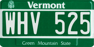 VT license plate WHV525