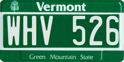 VT license plate WHV526