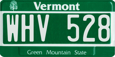 VT license plate WHV528