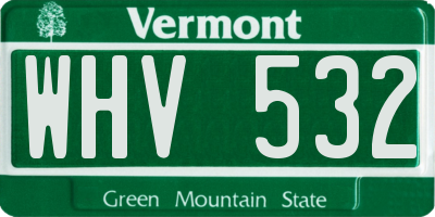 VT license plate WHV532