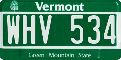VT license plate WHV534