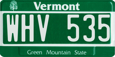 VT license plate WHV535