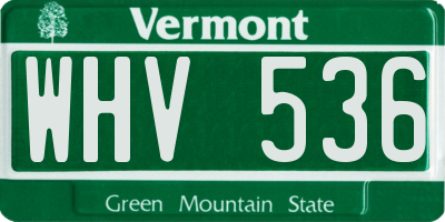 VT license plate WHV536